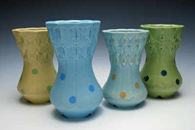Kristen Kieffer Stamped dot vase grouping